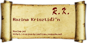 Rozina Krisztián névjegykártya